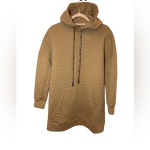 Badgley Mischka Quilted hoodie sweatshirt dress streetwear light brown small